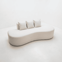 Ver imagem 6 de Sofá Tóquio Puff Orgânico Bouclé 200cm com 3 Almofadas Design Curvo Luxo para Sala e Recepção:Off Wh