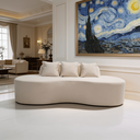 Ver imagem 3 de Sofá Tóquio Puff Orgânico Bouclé 200cm com 3 Almofadas Design Curvo Luxo para Sala e Recepção:Off Wh