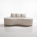 Ver imagem 5 de Sofá Tóquio Puff Orgânico Bouclé 200cm com 3 Almofadas Design Curvo Luxo para Sala e Recepção:Off Wh