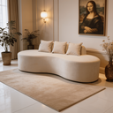 Ver imagem 1 de Sofá Tóquio Puff Orgânico Bouclé 200cm com 3 Almofadas Design Curvo Luxo para Sala e Recepção:Off Wh