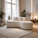 Ver imagem 4 de Sofá Tóquio Puff Orgânico Bouclé 200cm com 3 Almofadas Design Curvo Luxo para Sala e Recepção:Off Wh