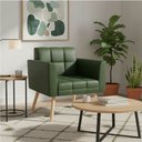 Ver imagem 1 de Poltrona Sala Decorativa Elisa Pé Palito Natural Sintético Pu Verde D03 - D’Rossi