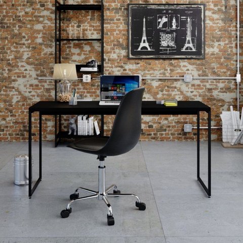 Mesa de Escritório Studio 150cm Industrial Preto E Ônix