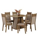 Ver imagem 2 de Conjunto Sala de Jantar Mesa Tampo de Madeira 6 Cadeiras Rustic/crema/bege Beverly Madesa