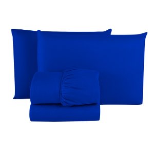 Jogo de Lençol Casal Queen com Elástico Microfibra Premium 03 Peças Jogo de Cama Box 30cm Altura:azu