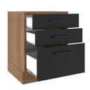 Ver imagem 4 de Balcão Armário de Cozinha 60 cm 3 Gavetas Rustic/Preto Agata Madesa