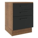 Ver imagem 1 de Balcão Armário de Cozinha 60 cm 3 Gavetas Rustic/Preto Agata Madesa