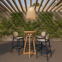 Ver imagem 1 de Banqueta Gourmet Alta 47cm X 76cm Polipropileno Rattan 2 Un Cor:azul