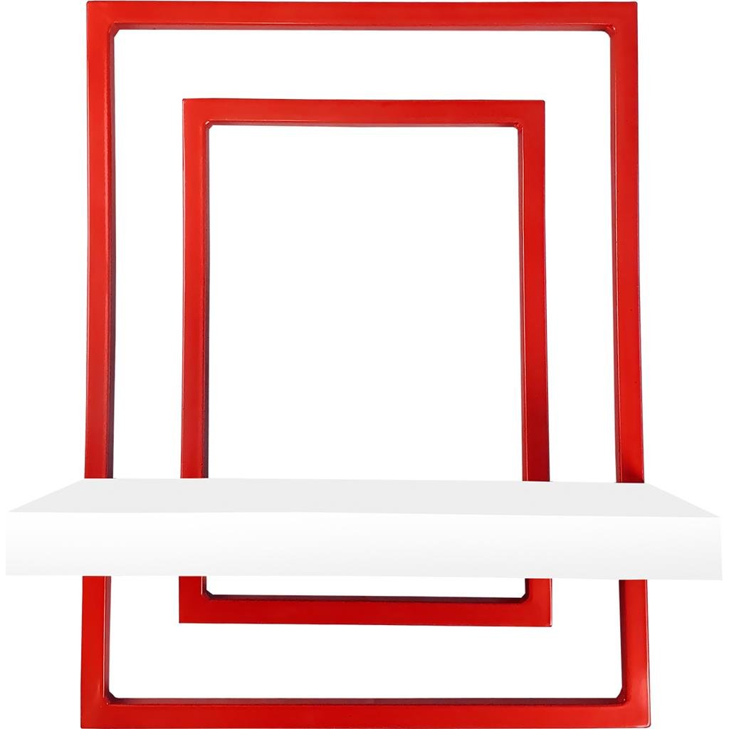 Prateleira Quadro Nicho de Parede Decorativo Torun em Aço e MDP - Vermelha e Branca - 6