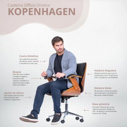 Cadeira de Escritório Ergonômica Giratória Fratini Kopenhagen Diretor Office Preta - 2