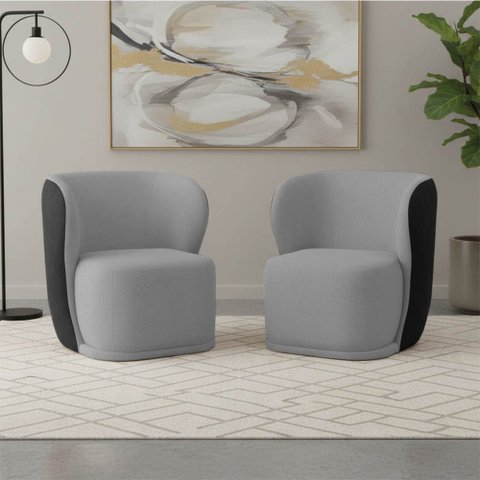 Poltrona Sala Orgânica Base Giratória Ayla Kit 2 Pu Preto e Linho K01 - D'rossi