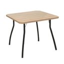 Ver imagem 1 de Mesa Bete 90x90 cm Tampo Amêndoa Pés Curvo em Aço Preto Criativa