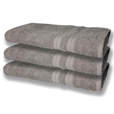 3 Toalhas Super Felpudas Grande e Grossa Algodão 80x150 Itália Soft Beka - Cinza Cinza