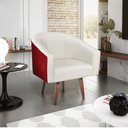 Ver imagem 2 de Kit 02 Poltronas Luiza Pés Palito Factor Vermelho e Linho Bege - Amarena Móveis