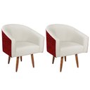 Ver imagem 1 de Kit 02 Poltronas Luiza Pés Palito Factor Vermelho e Linho Bege - Amarena Móveis