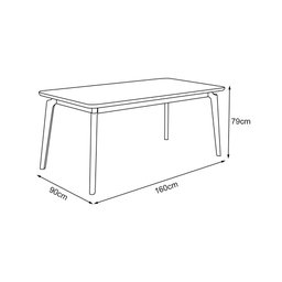 Mesa Jantar Luxo Jade Retangular 160x90cm Tampo Chanfrado Off White Base Madeira Maciça Mel - 2
