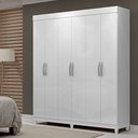 Ver imagem 1 de Guarda-Roupa Solteiro 6 Portas de Abrir sem Espelho e 2 Gavetas Santarém Branco - MX Móveis