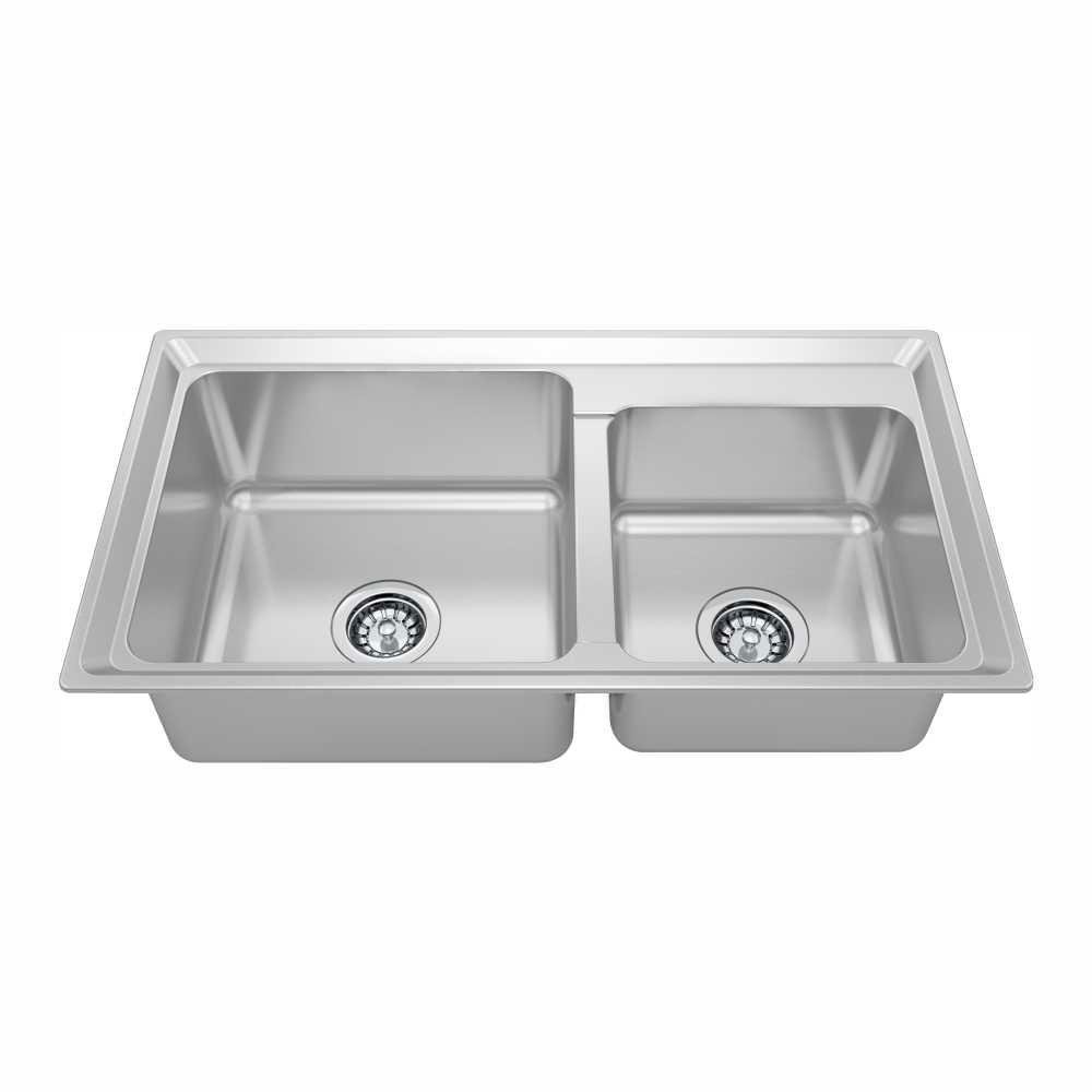 Cuba de Embutir Em Aco Inox Duranox 521 Dupla 78 X 43 X 22 Cm Acetinado Com Valvula 4.1/2 Ghel Plus