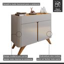 Ver imagem 4 de Buffet para Sala de Jantar 2 Portas 100% MDF 92cm Pés Madeira Maciça Florença