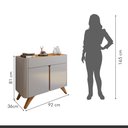 Ver imagem 7 de Buffet para Sala de Jantar 2 Portas 100% MDF 92cm Pés Madeira Maciça Florença