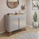 Ver imagem 1 de Buffet para Sala de Jantar 2 Portas 100% MDF 92cm Pés Madeira Maciça Florença