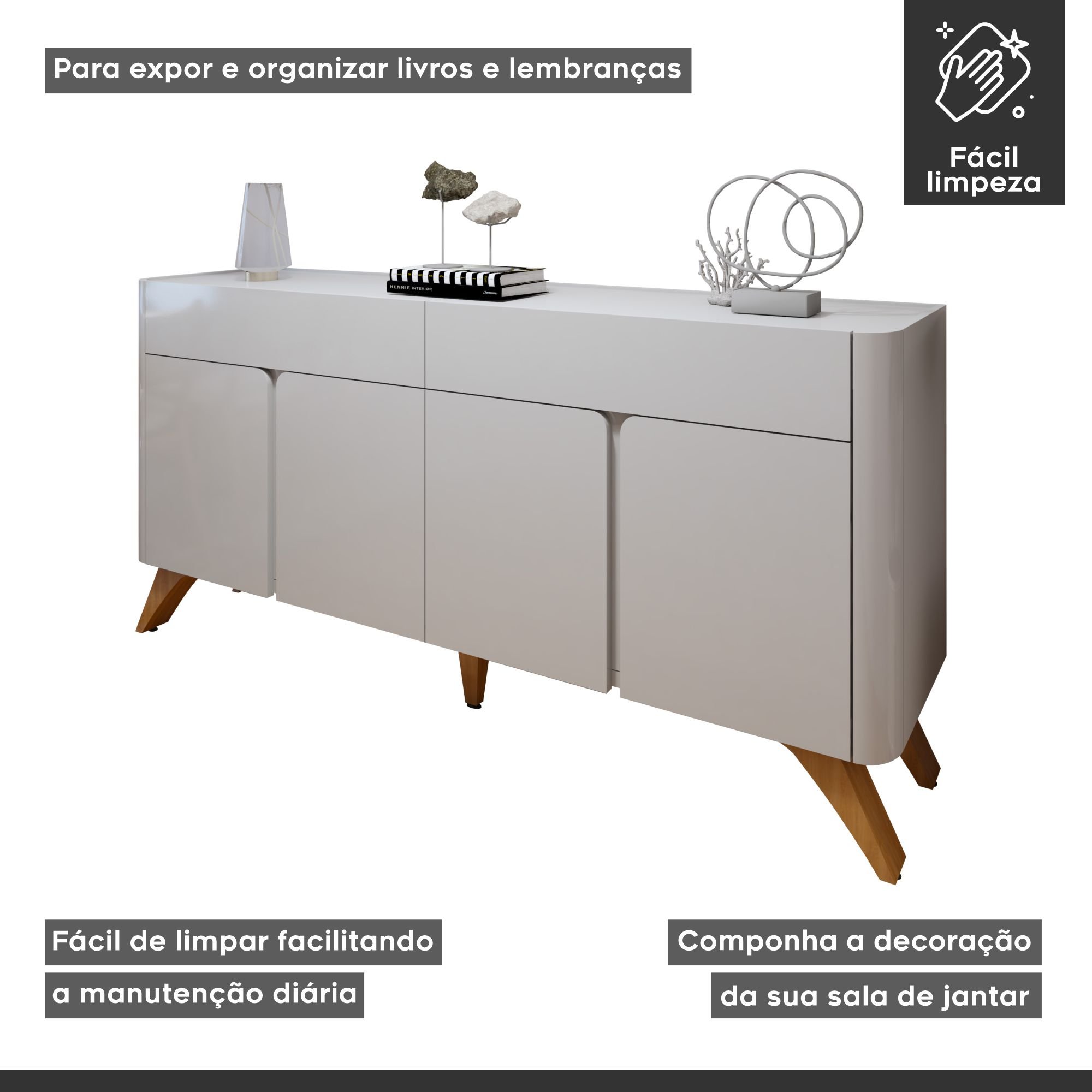 Buffet para Sala de Jantar 4 Portas 172cm - 6