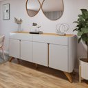 Ver imagem 1 de Buffet para Sala de Jantar Laqueado 100% MDF 4 Portas 172cm Pés em Madeira Maciça Florença