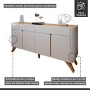 Ver imagem 4 de Buffet para Sala de Jantar 4 Portas 100% MDF 172cm Pés em Madeira Maciça Florença