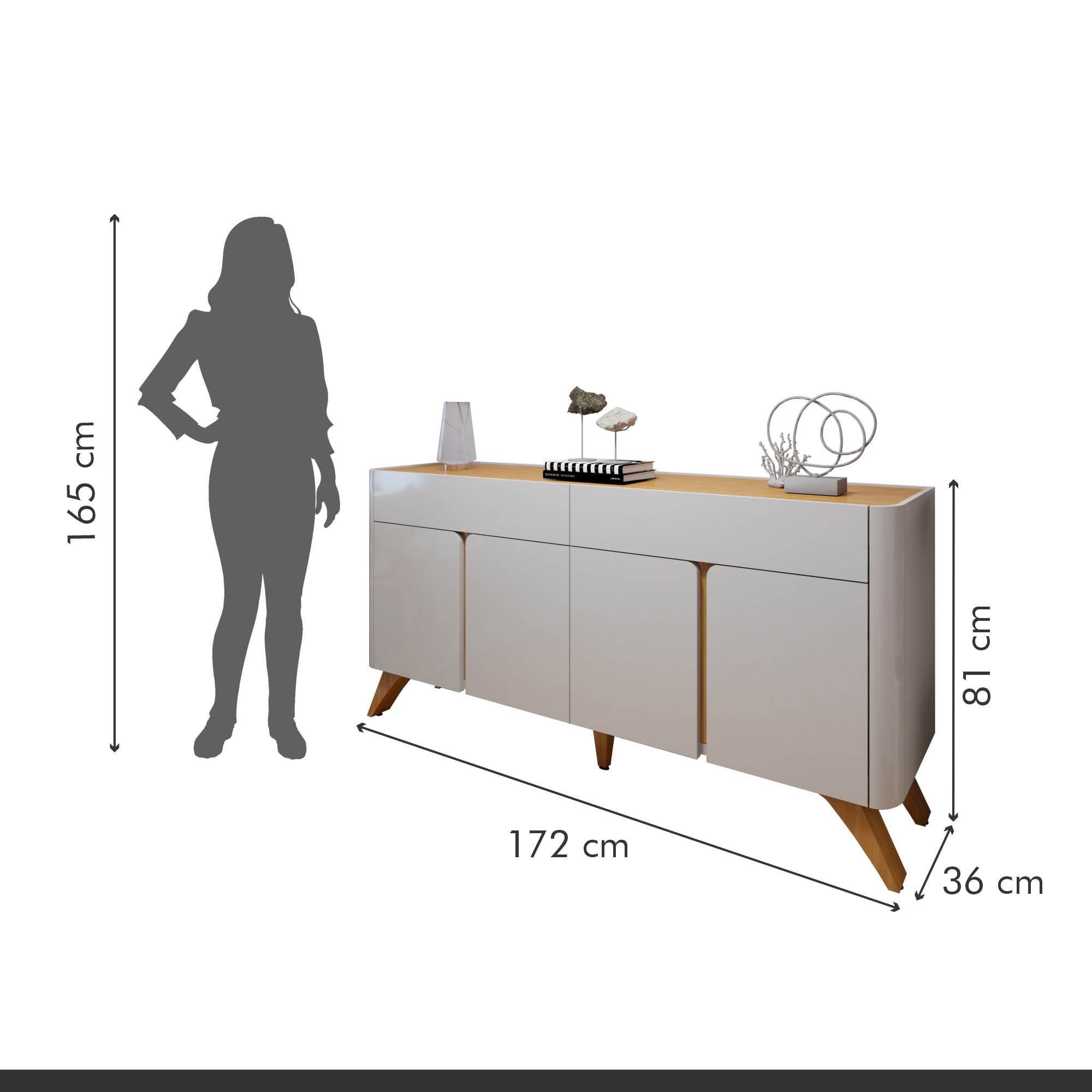 Buffet para Sala de Jantar 4 Portas 172cm - 7