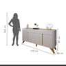Buffet para Sala de Jantar Laqueado 100% MDF 4 Portas 172cm Pés em Madeira Maciça Florença - 7