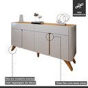Ver imagem 3 de Buffet para Sala de Jantar 4 Portas 100% MDF 172cm Pés em Madeira Maciça Florença