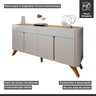Buffet para Sala de Jantar Laqueado 100% MDF 4 Portas 172cm Pés em Madeira Maciça Florença - 6