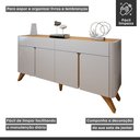 Ver imagem 6 de Buffet para Sala de Jantar Laqueado 100% MDF 4 Portas 172cm Pés em Madeira Maciça Florença