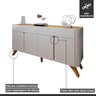 Buffet para Sala de Jantar Laqueado 100% MDF 4 Portas 172cm Pés em Madeira Maciça Florença - 3