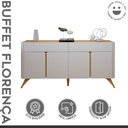 Ver imagem 2 de Buffet para Sala de Jantar 4 Portas 100% MDF 172cm Pés em Madeira Maciça Florença
