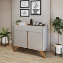Ver imagem 1 de Buffet para Sala de Jantar Laqueado 100% MDF 2 Portas 92cm Pés Madeira Maciça Havana