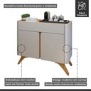 Ver imagem 4 de Buffet para Sala de Jantar Laqueado 100% MDF 2 Portas 92cm Pés Madeira Maciça Havana