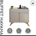 Ver imagem 2 de Buffet para Sala de Jantar Laqueado 100% MDF 2 Portas 92cm Pés Madeira Maciça Havana
