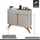 Ver imagem 3 de Buffet para Sala de Jantar Laqueado 100% MDF 2 Portas 92cm Pés Madeira Maciça Havana