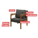 Ver imagem 6 de Kit 4 Poltrona Sala Decorativa Dallas Estofada Veludo Cinza Base Madeira Castanho - Arkell