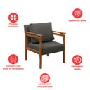 Ver imagem 5 de Kit 4 Poltrona Sala Decorativa Dallas Estofada Veludo Cinza Base Madeira Castanho - Arkell
