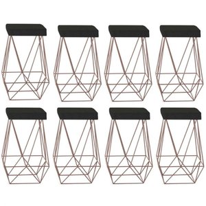 Kit 8 Puffs Luci Cor Bronze Assento Preto gatmagazine