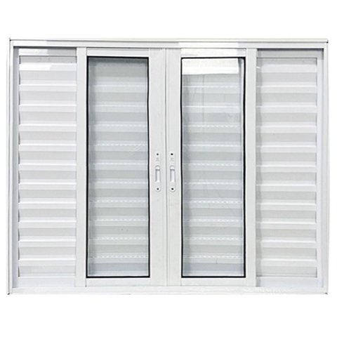 Janela Veneziana 6 Folhas Alumínio Branco Linha 25:100 x 120