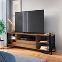 Ver imagem 1 de Rack Industrial para Sala com Tela em Aço e 5 Nichos 1,83 M Cor:preto com Mel