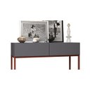 Ver imagem 5 de Buffet Cinza Aparador Eros 90cm com 2 Gavetas para Cozinha Design Industrial com Pé de Ferro Cobre