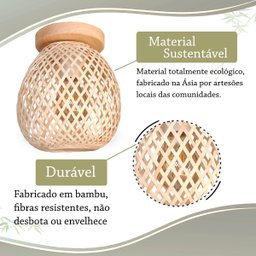 3 Luminaria Bambu Plafon Artesanal Fibra Natural Nat93 - 5