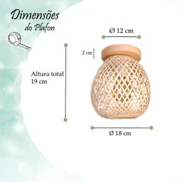 3 Luminaria Bambu Plafon Artesanal Fibra Natural Nat93 - 7