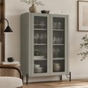 Ver imagem 5 de Cristaleira Sala de Jantar 2 Portas Vidro Pés Industrial Preto Naim I03 Grigio - Lyam Decor