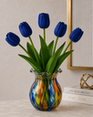 Ver imagem 5 de Kit 5 Tulipas Azul Artificiais Flores Decorativas Realistas para Decoração