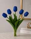 Ver imagem 4 de Kit 5 Tulipas Azul Artificiais Flores Decorativas Realistas para Decoração